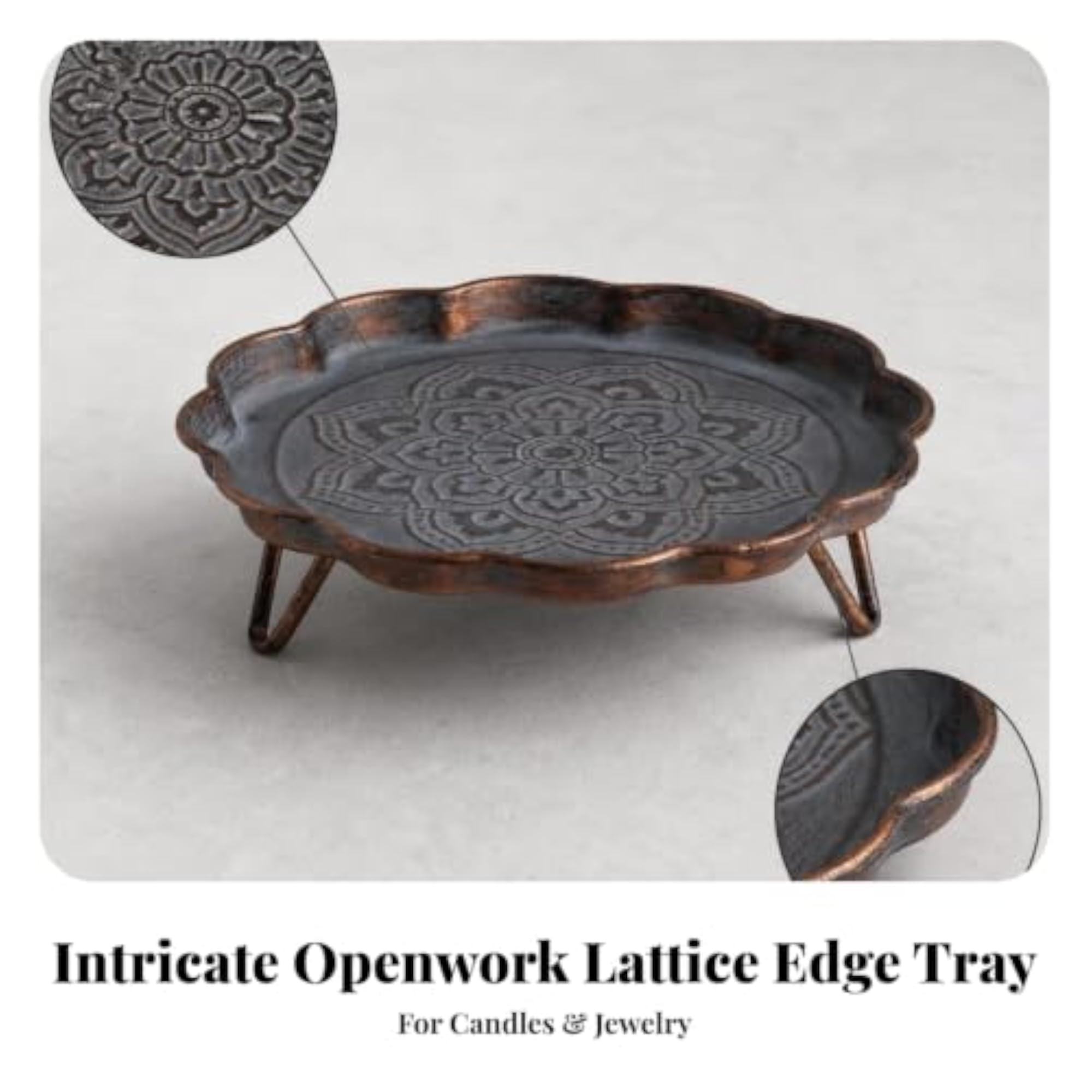 Multifunctional Scalloped Tray with Mandala Pattern